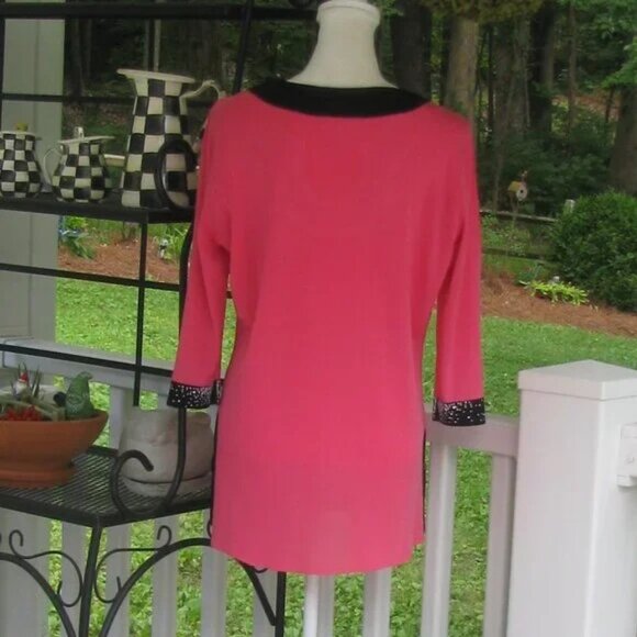 Ming Wang pullover 3/4 sleeve sweater top shirt Medium luxury style clothing - Picture 3 of 4